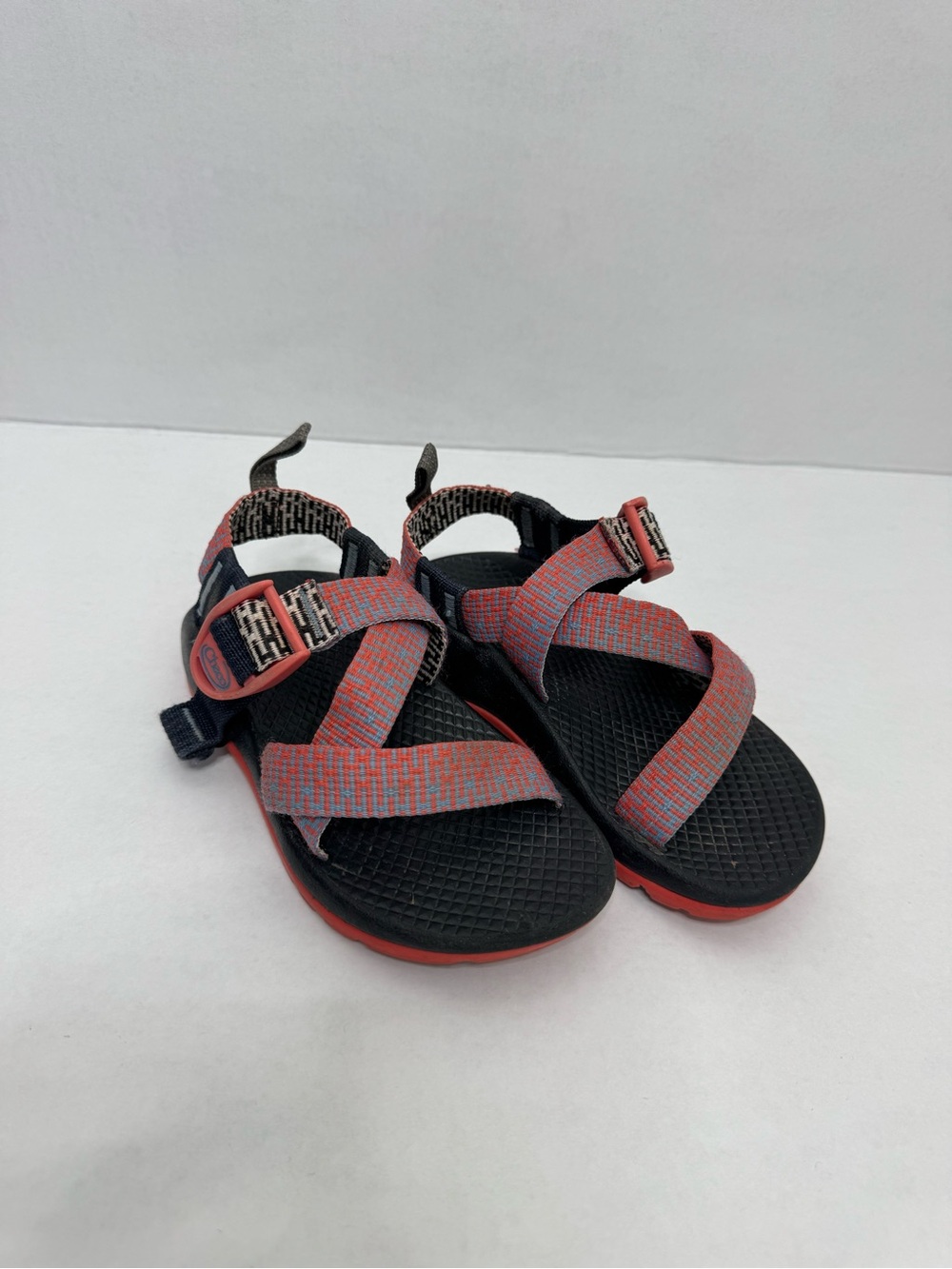 Chaco Kids Coral and Blue Strappy Outdoor Hiking Sandals